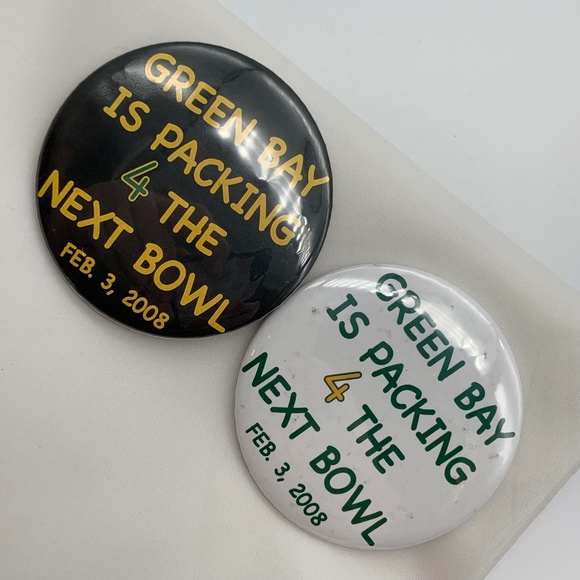 NFL Green Bay Packers 'Green Bay Is Packing 4 The Next Bowl' 2008 Button Pins - Picture 1 of 8